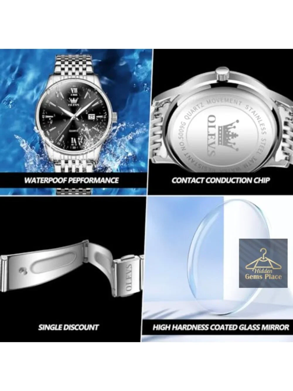 Men's Luxury Stainless Steel Quartz Dress Watch Waterproof 30M Classic Business